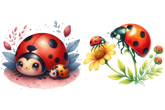 Adorable Watercolour Ladybug Art for Your Projects