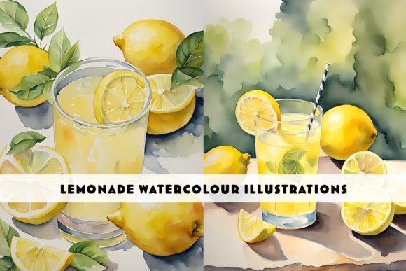 Capture Summer's Essence: Glass of Lemonade Watercolour Paintings