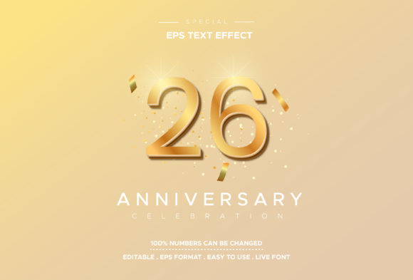 Celebrate Milestones with a Gold Color 26th Anniversary Text Effect