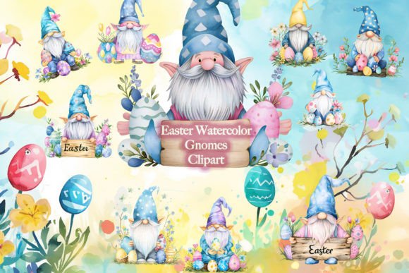 Charming Easter Gnomes: Your Watercolour Clipart Solution