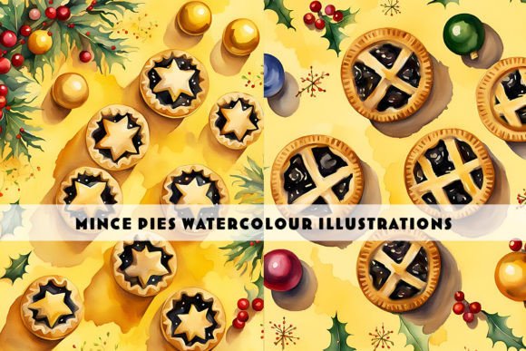 Christmas Mice Pies Watercolour Painting: Festive Charm