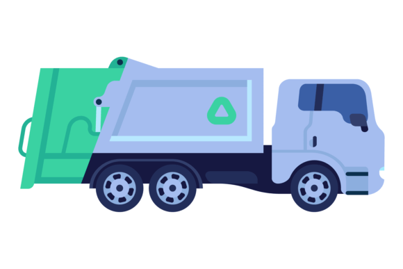 Dumpster Truck Icon: Colorful Garbage & Recycling Vector Art