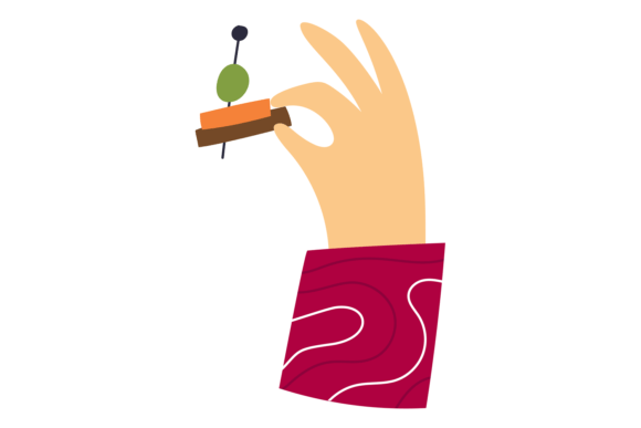 Hand Hold Canape: A Buffet Food Color Icon for Modern Brands