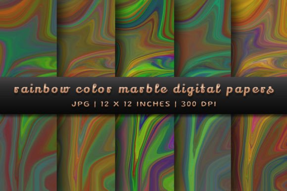 Rainbow Color Marble Digital Papers: A Designer's Canvas
