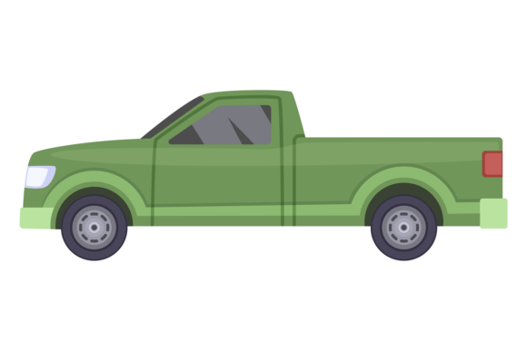 Visualizing Utility: The Green Pickup Truck Side View Color Icon