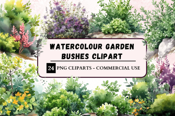 Watercolour Garden Bushes Clipart: A Natural Touch for Your Designs